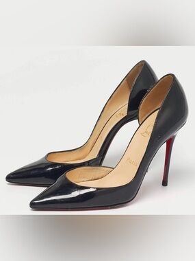Christian Louboutin Black Patent Leather Iriza D'orsay Pumps Size 37
